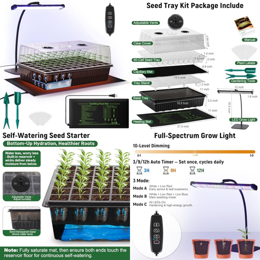 60-Cell Self-Watering Seed Sta - Humidity Dome Kit incelemesi ve fiyatı