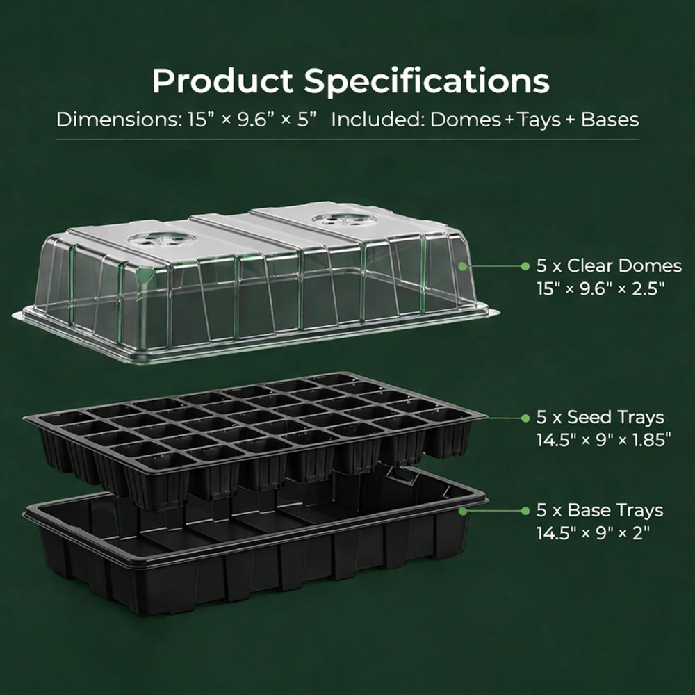 5-Set Seed Starter Tray Kits,  - Humidity Dome Kit incelemesi ve fiyatı