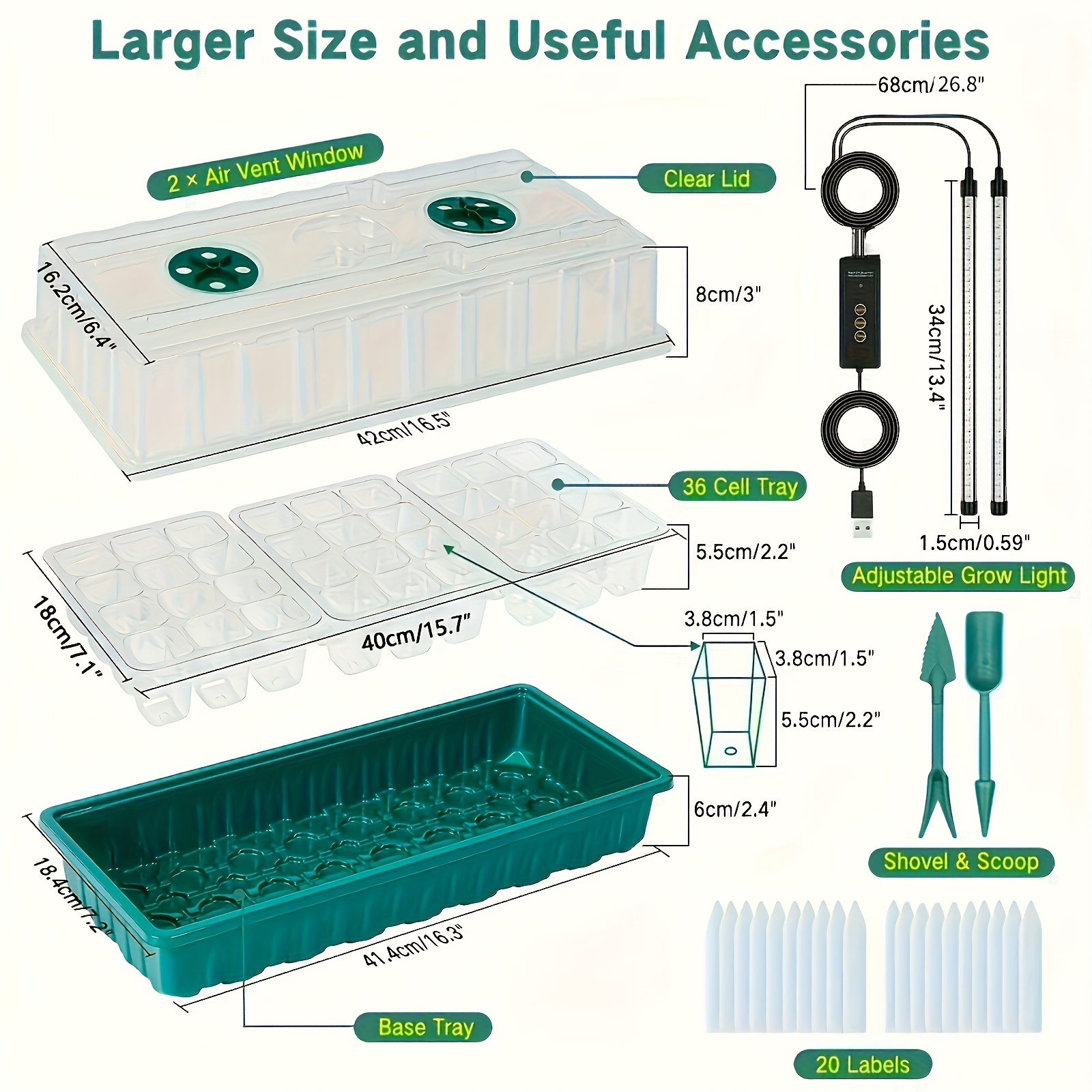 36-Cell Seed Starter Tray w/ G - Humidity Dome Kit incelemesi ve fiyatı