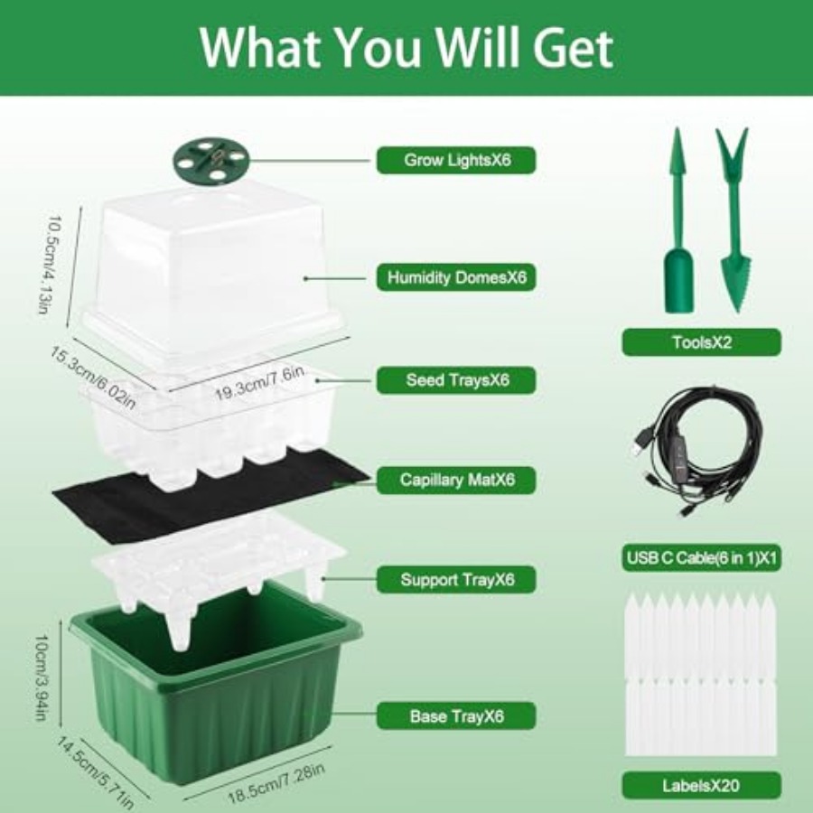Seed Starter Tray with Light,  - Humidity Dome Kit incelemesi ve fiyatı